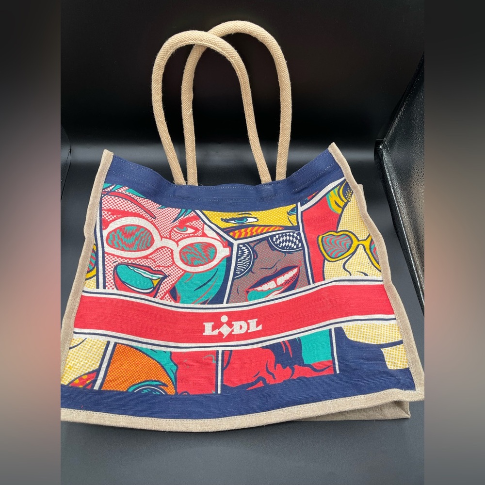 LIDL Pop Art Limited Edition Reusable Natural Jute Tote Bag